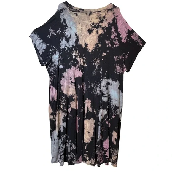 Torrid Mini Super Soft Knits Trapeze V-Neck Dress Tie dye black Plus Size 5X - Picture 5 of 15